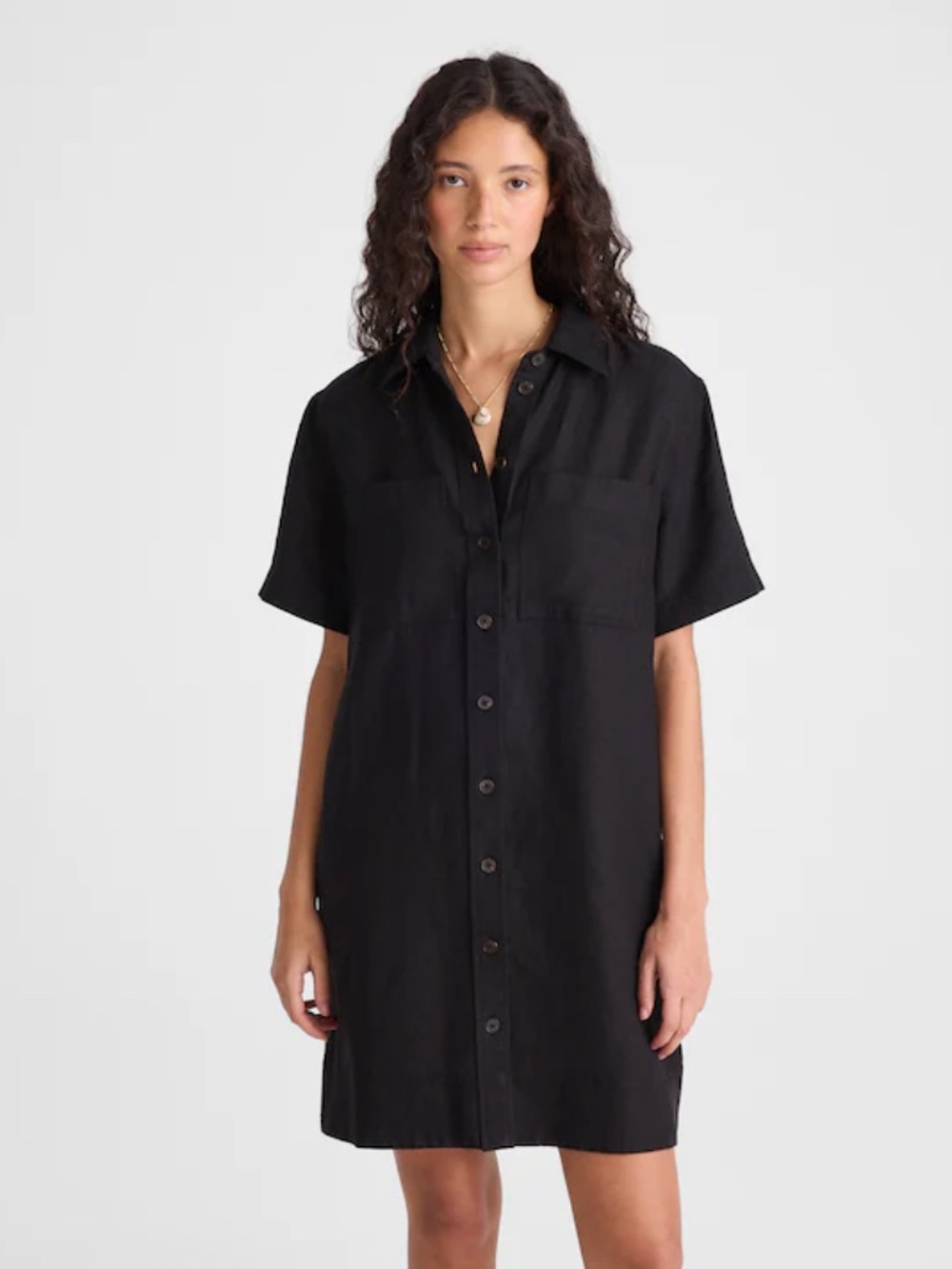 madewell 3X black button up dress
